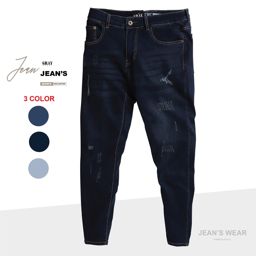 Quần jean Nam Rách Gối GRAYHOMME Chất Bò Co Dãn Thoải mái, nhiều mầu và nhiều kiểu rách