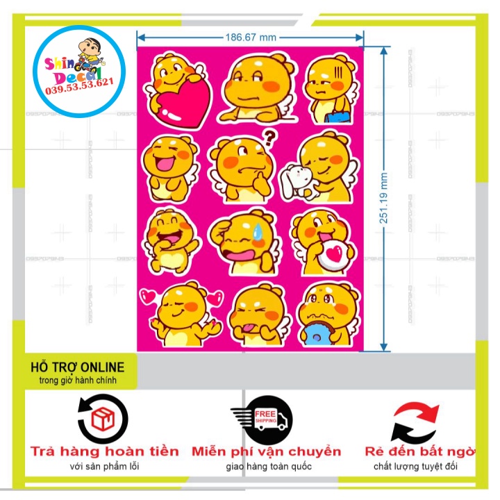 LOGO STICKER DÁN XE MÁY KHỦNG LONG CUTE DỄ THƯƠNG - SHINDECAL2