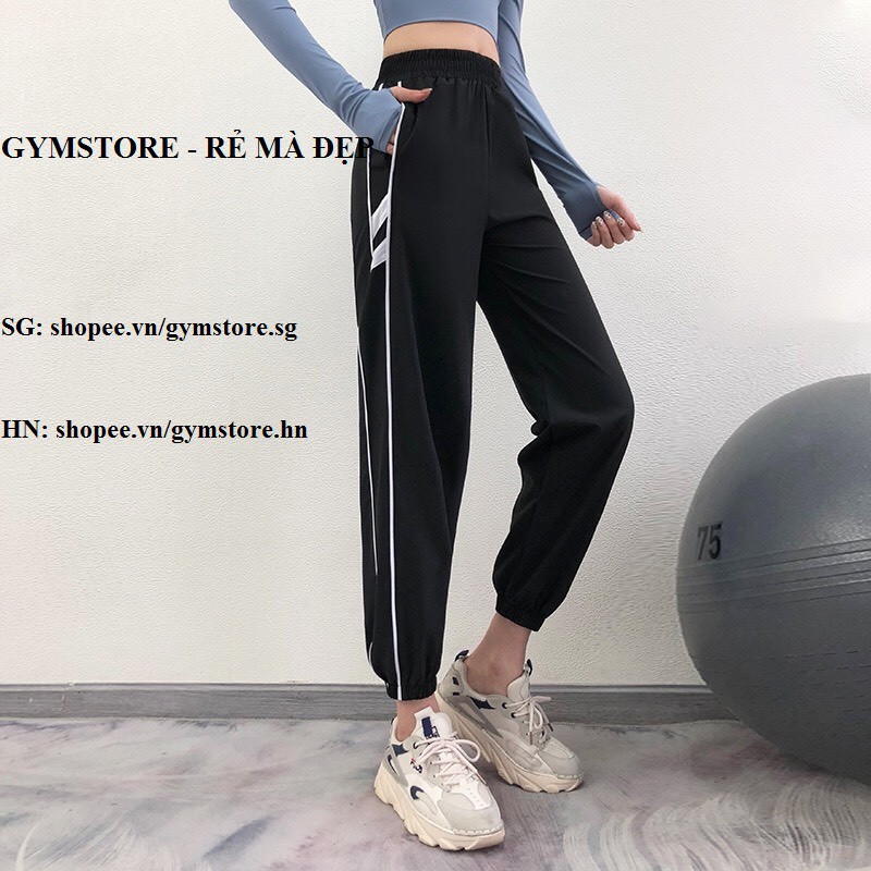 Quần Jogger Tập Gym Nữ ❤️𝐇𝐀̀𝐍𝐆 𝐗𝐈̣𝐍❤️ Sọc Hông vải xốp nhẹ cho nữ tập thể thao 𝐆𝐘𝐌𝐒𝐓𝐎𝐑𝐄 040