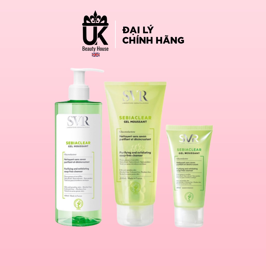 Gel rửa mặt dành cho da dầu mụn SVR Sebiaclear Gel Moussant (55ml/200ml/400ml)