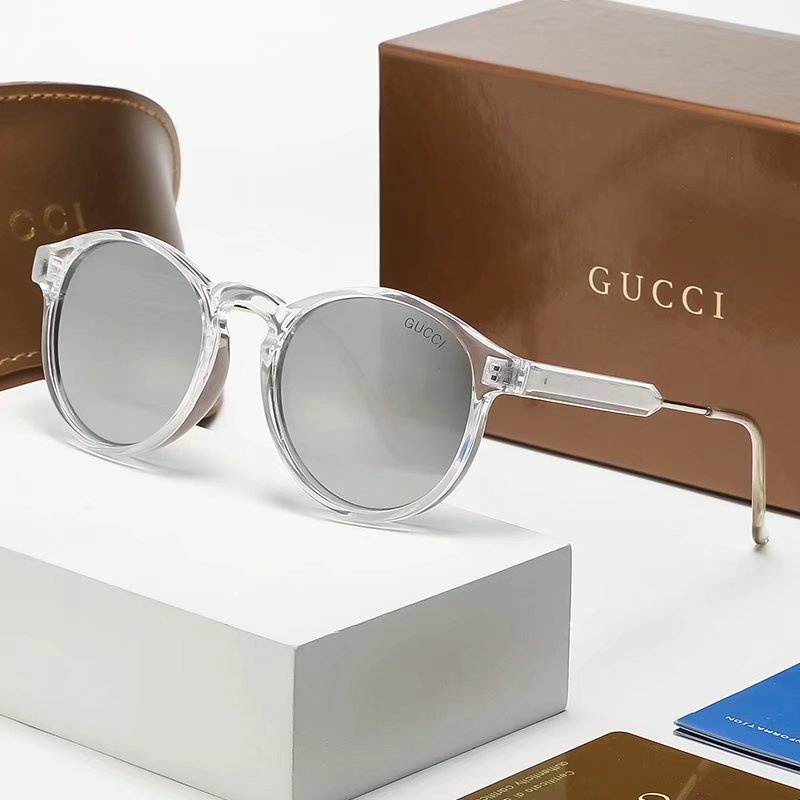 GUCCI Kính Mát Gọng Tròn Màu Vàng Đen Thời Trang Hàn Quốc
