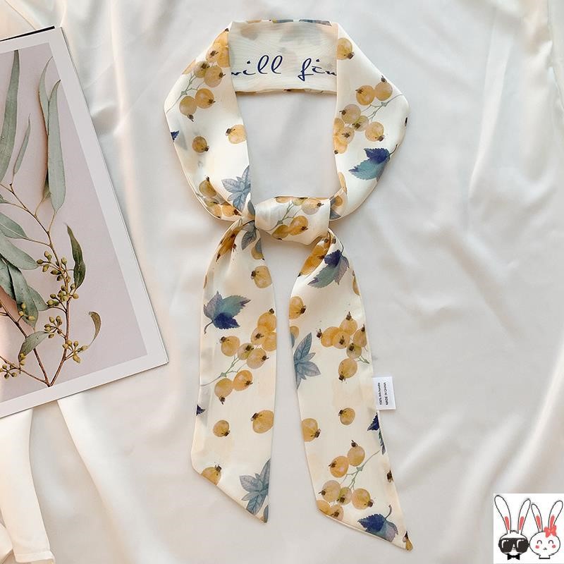 Khăn Quàng Cổ Dài Bằng Lụa In Họa Tiết Hoa Phong Cách Pháp Đơn Giản Dễ Phối Đồ