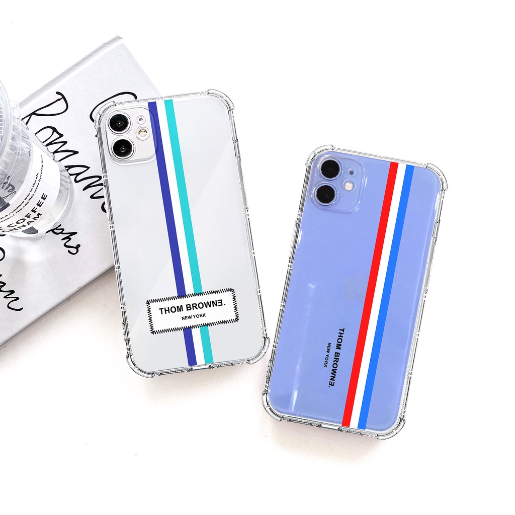 Ốp iphone Thom Browne cạnh vuông có bảo vệ màn hình cho iphone 14 13 pro max 11 12 pro max mini x r s max 6 s 7 8 plus