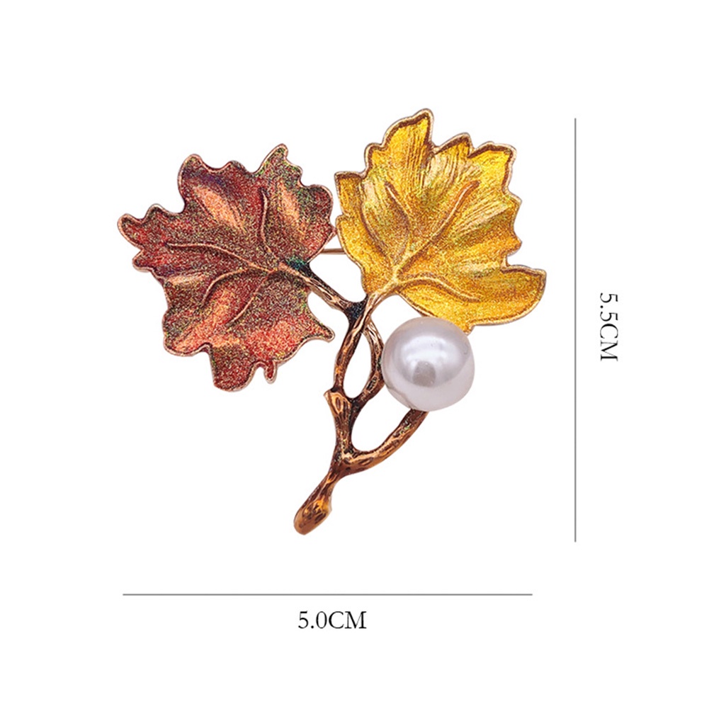 Ghim Cài Áo Hình Lá Phong Phối Ngọc Trai Nhân Tạo Thời Trang Cho Nữ