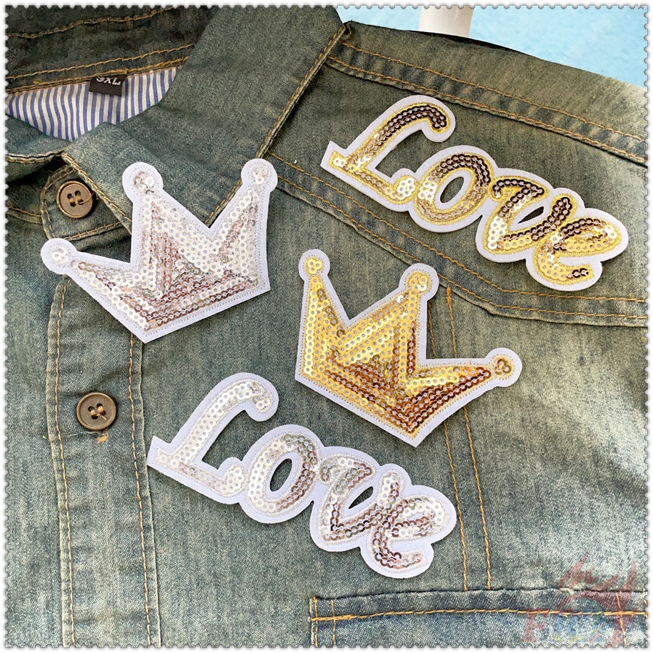 Miếng vá ủi quần áo hình trái tim vương miện