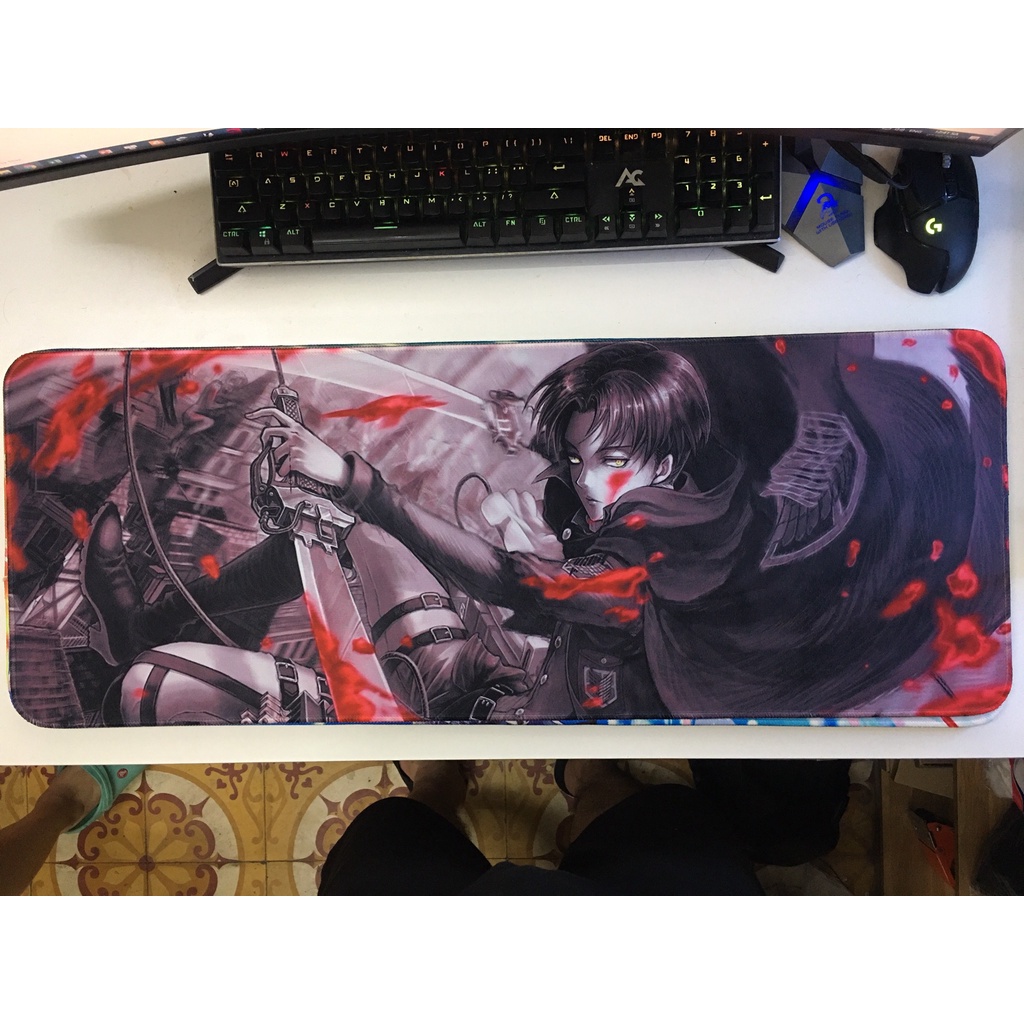 Lót chuột chuyên game Size Lớn 80x30 90x40 in hình anime Attack on titan Shingeki No Kyojin