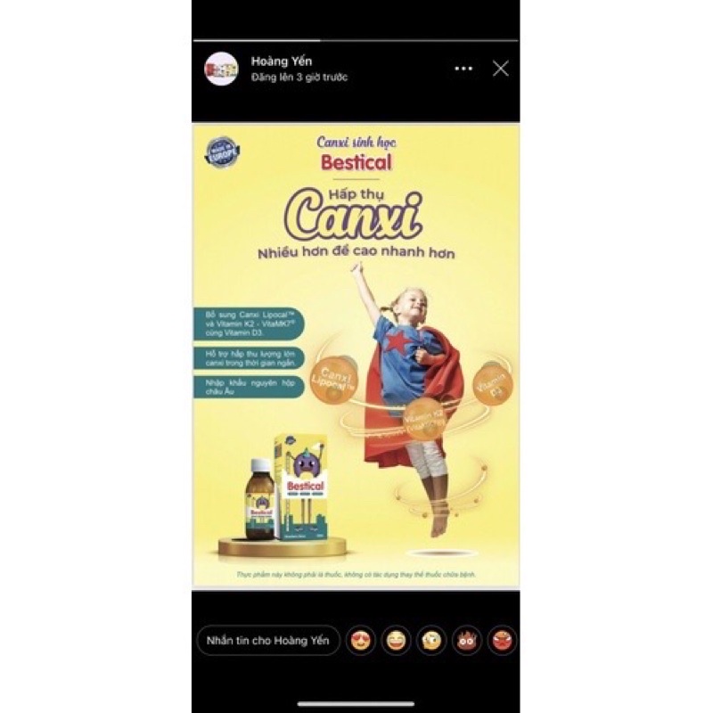 Canxi sinh học tốt nhất cho bé BESTICAL