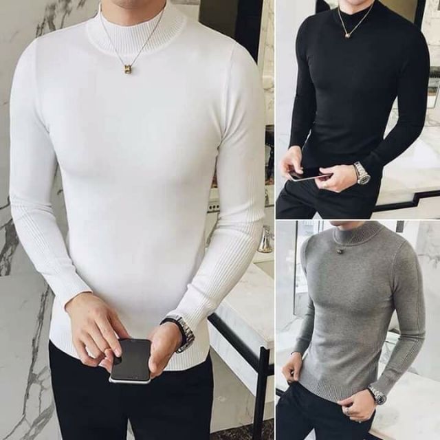Áo len nam cổ 3 phân