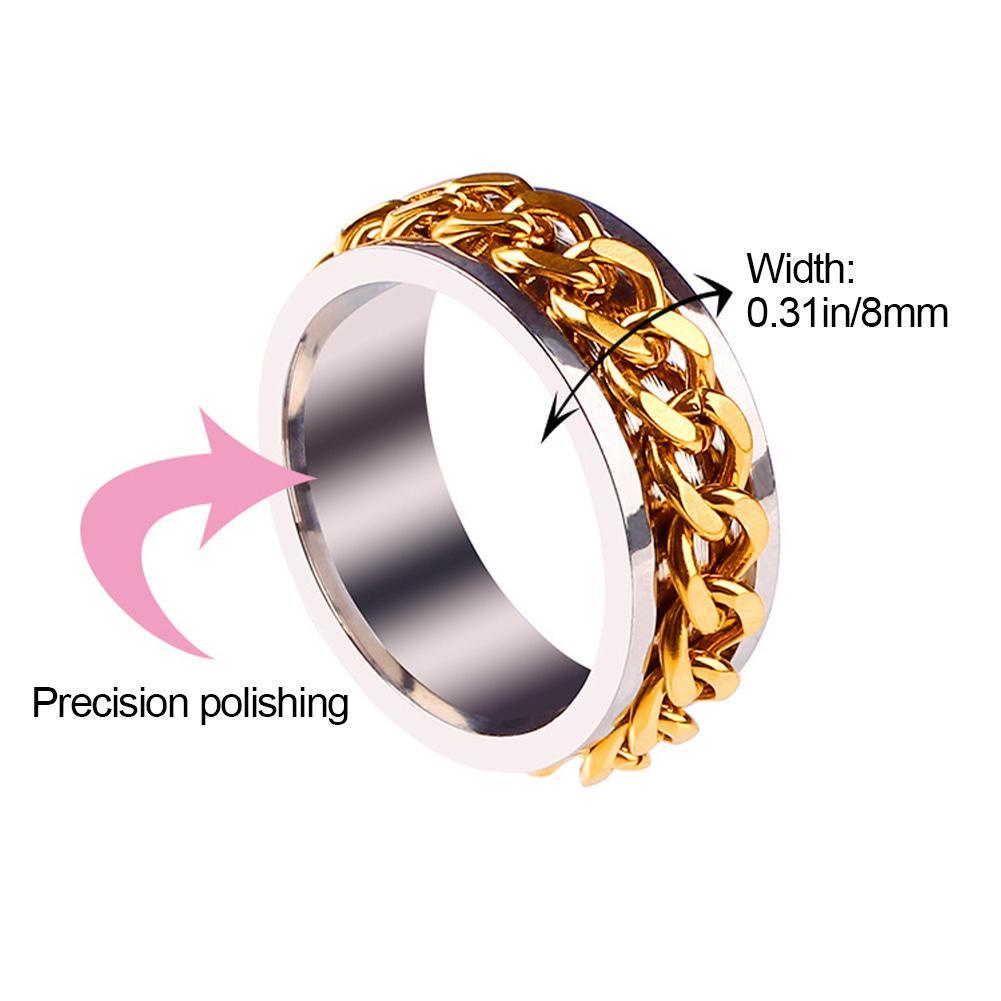 Nhẫn thép titan phối dây xích E9P6 O4L6 I6B8 A1X4 cho nam nữ