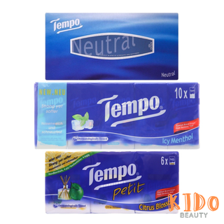 Khăn giấy ăn bỏ túi TEMPO Icy Menthol | Petit Citrus Blossom - Hộp khăn giấy rút Tempo 90 tờ