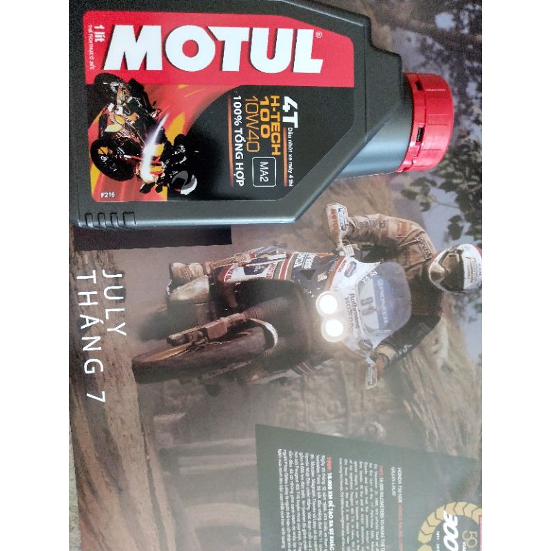 Combo gồm 2 chai Dầu Nhớt Motul H-Tech 100 10w40 1Lít sử dụng cho xe số xe phân khối lớn