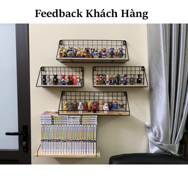 Kệ Gỗ Để Đồ Khung Thép, Kệ Treo Tường Decor Thích Hợp Cho Mọi Không Gian (Tặng Kèm Miếng Dán Hoặc Đinh Treo)