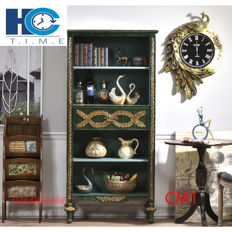 Đồng hồ treo tường trang trí Khổng Tước cao cấp decor CM1 kích thước 80x60 cm