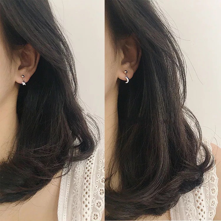 Khuyên Tai Bạc Mon Lilas Mặt Trăng Sao Mie Star K125001