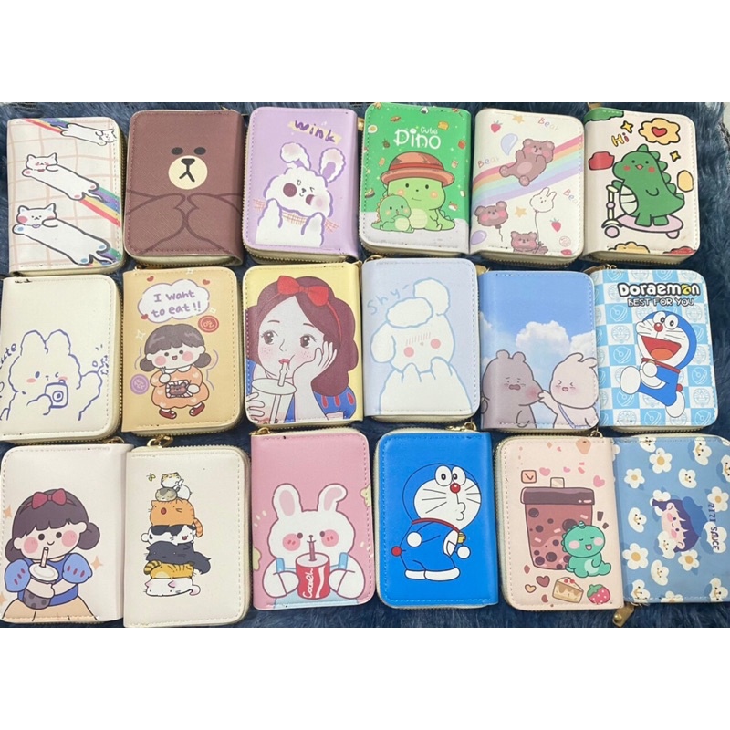 Ví Da Mini Cầm Tay Khóa Kéo 10 Ngăn Họa Tiết Cô Bé Thỏ Ngộ Nghĩnh Bóp Nữ Da PU Cute Nhiều Ngăn Hot Trend