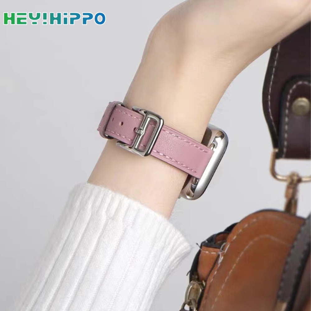 Dây Đeo Bằng Da PU Màu Sáng Cho Đồng Hồ Thông Minh iwatch 45 / 44 / 42 / 41 / 40 / 38mm 7 / 6 / SE / 5 / 4