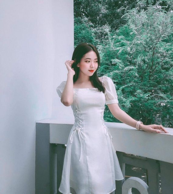 [Mã FAGREEN1505 giảm tới 30K đơn 99K] Đầm trắng nữ dây eo _(ảnh thật) | BigBuy360 - bigbuy360.vn