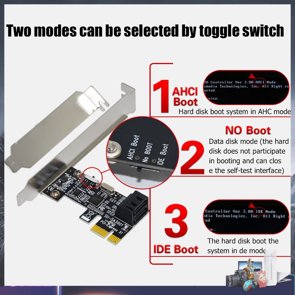 Bộ chuyển đổi SA3001 2 cổng SATA III PCIe Card SATA 3.0 sang PCI-e 1X kèm giá đỡ