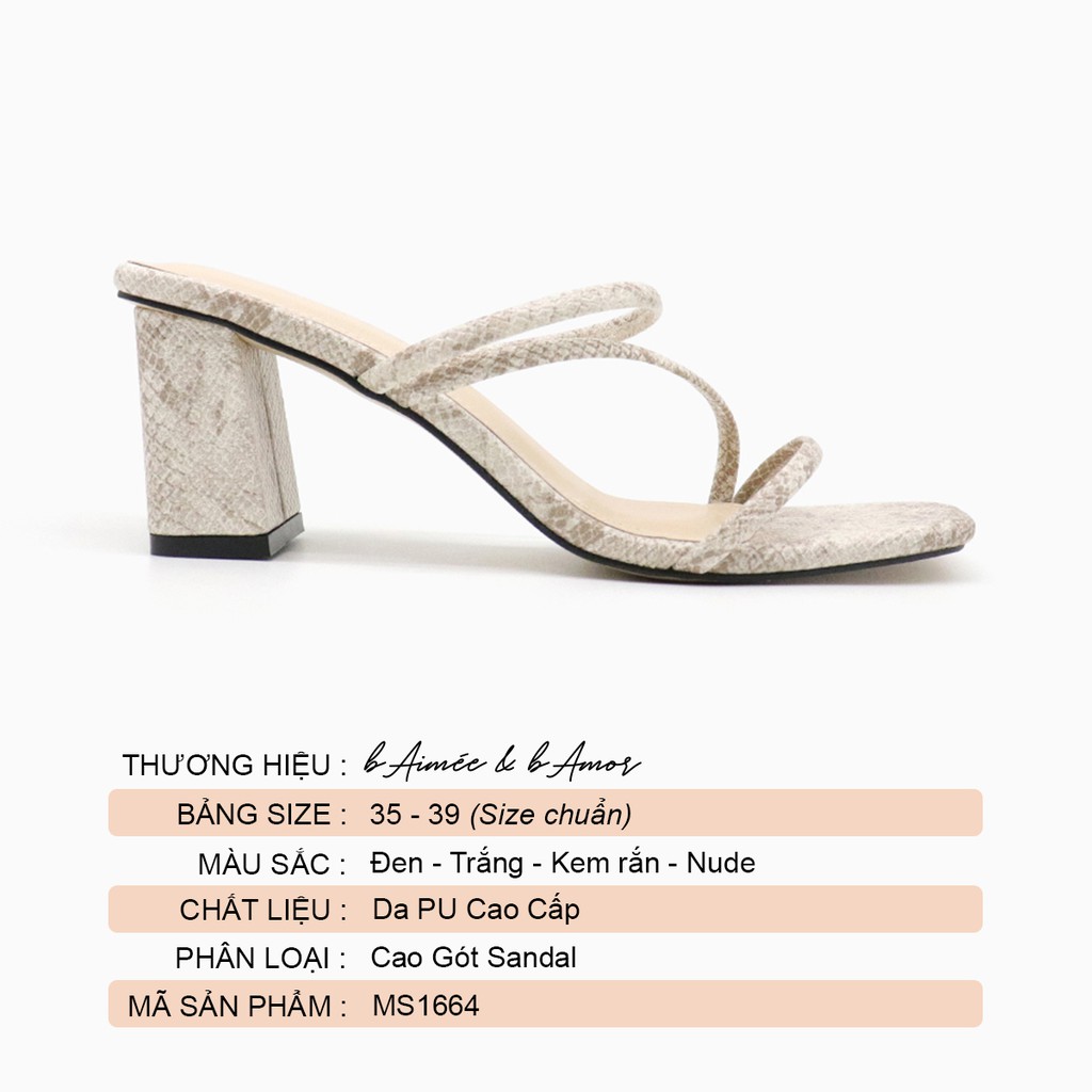 Giày cao gót sandal nữ 7p đẹp thời trang đế vuông dây mảnh mũi vuông cao cấp bAimée &amp; bAmor - MS1664