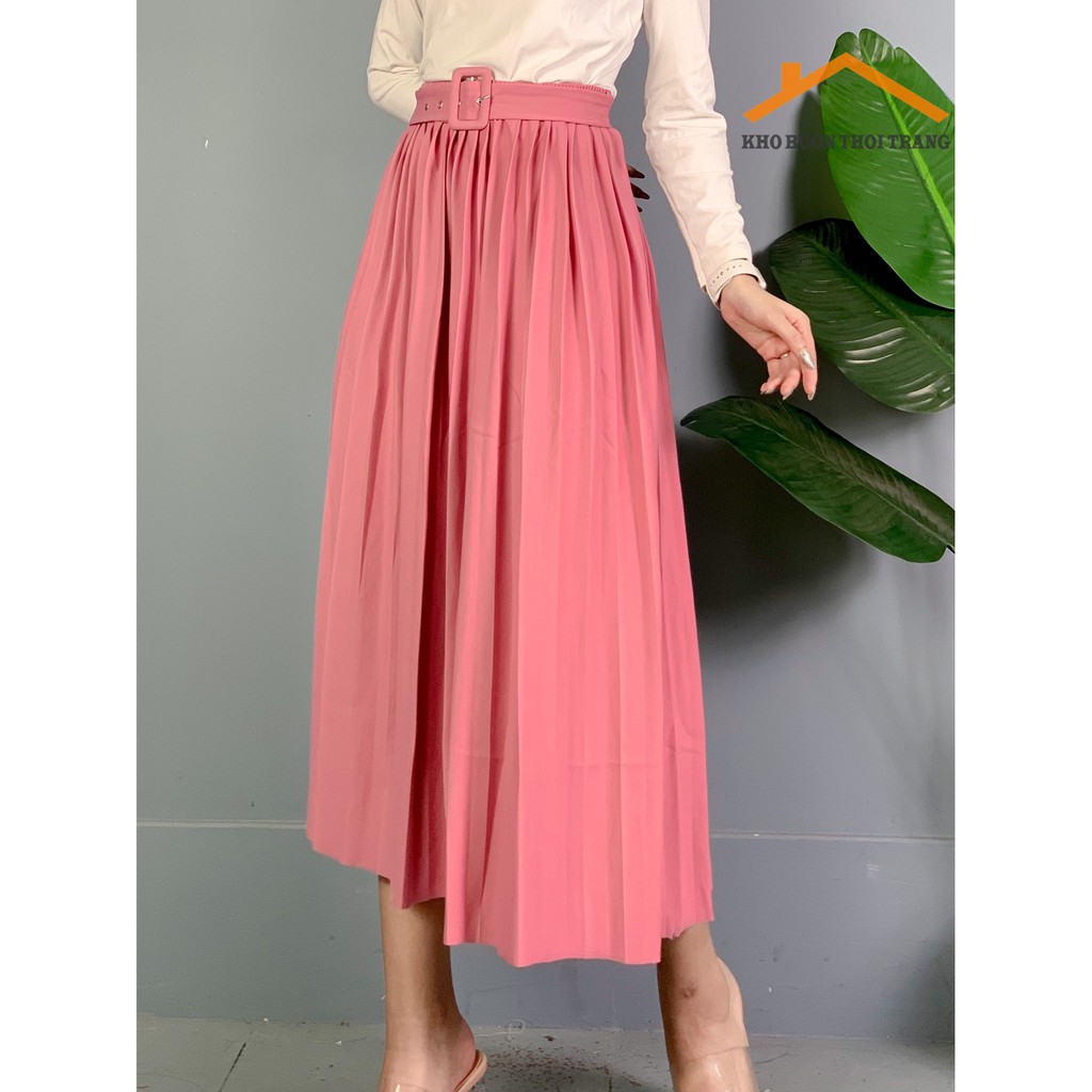 Chân Váy Xếp Ly Dáng Dài Kèm Đai | BigBuy360 - bigbuy360.vn