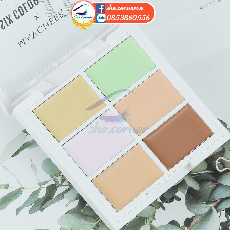 Bảng che khuyết điểm 6 màu MAYCHEER Six Colors Concealer Professional Makeup 1077 kem che quầng thâm, vết mụn lâu 12g