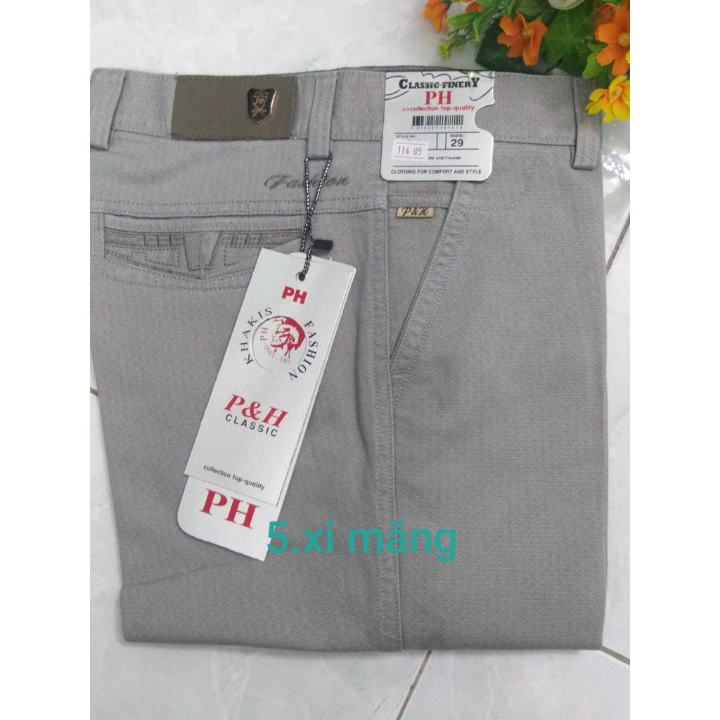Quần kaki nam trung niên ống suông công sở trang nhã lịch sự KK114- Xưởng may Phúc Hằng