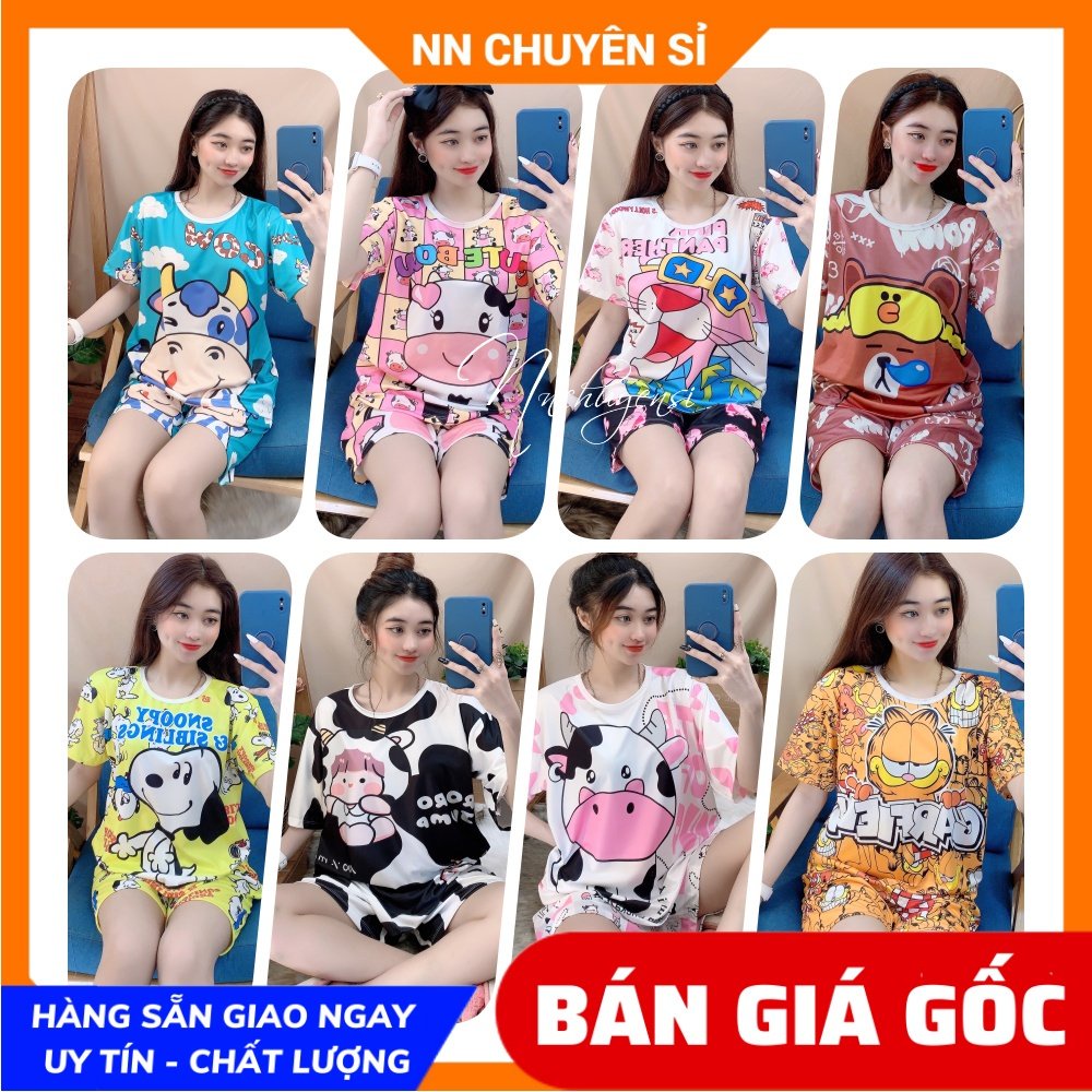 Đồ bộ nữ mặc nhà phom 70kg chất thun mềm mát hình bò sữa doremon pokemon kitty con cọp dễ thương DBRBD TỔNG HỢP SIZE XL