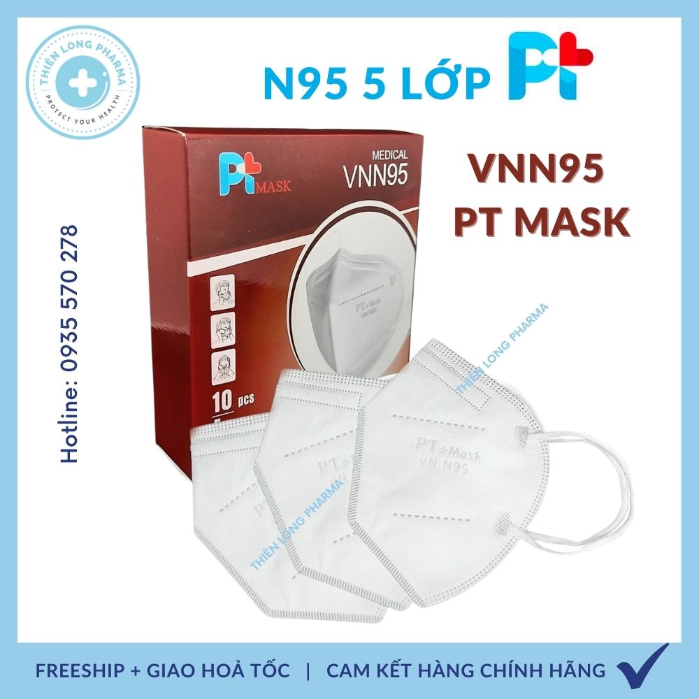 Khẩu trang N95 5 lớp dày, chính hãng PT công nghệ nhật bản, kháng khuẩn chống bụi mịn