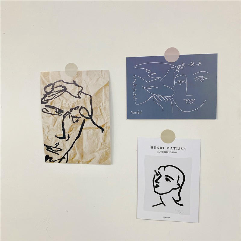 <24h delivery>W&G Home decoration wallpaper simple abstract Portrait card oil painting Picasso Art painting wall decoration background photo three piece set