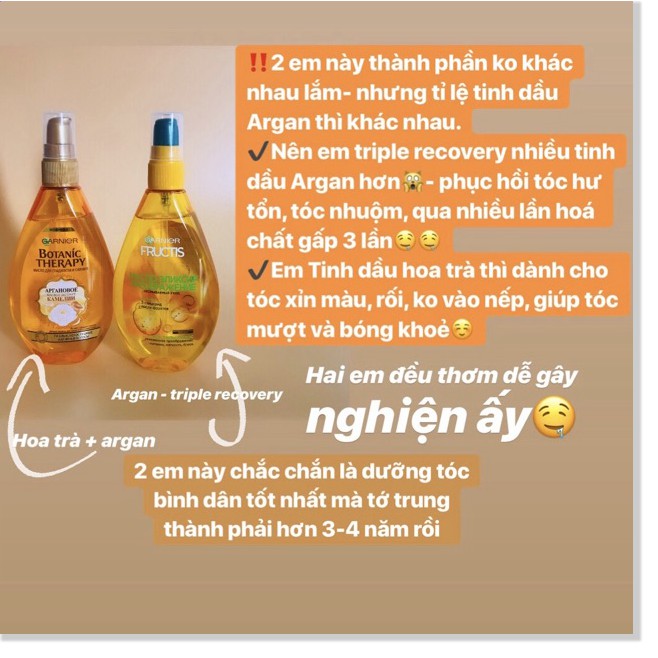 [Mã giảm giá mỹ phẩm chính hãng] [dưỡng tốt ko bết] Dầu dưỡng tóc Garnier Argan Botanic Therapy Ultra Doux