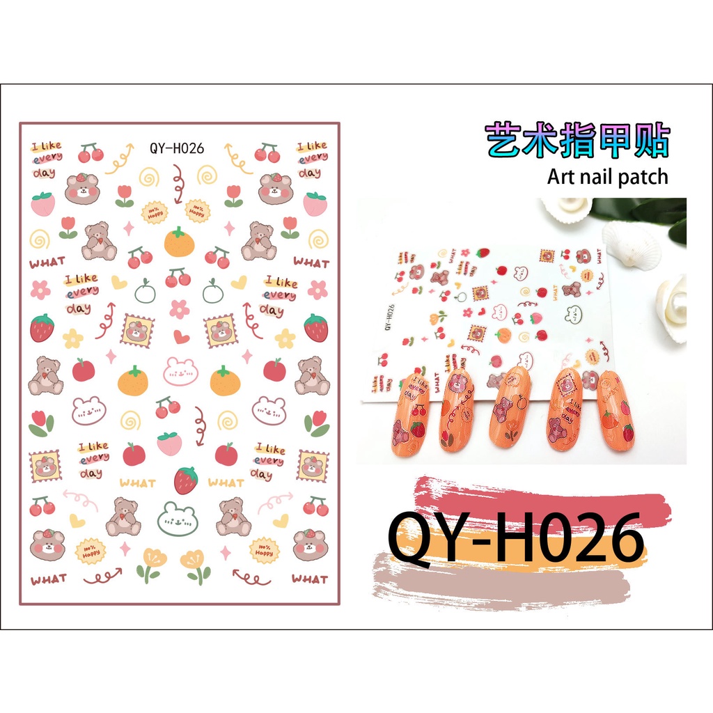 Miếng Dán Móng Tay Hình Gấu/Sao Biển/Vỏ Sò Dễ Thương