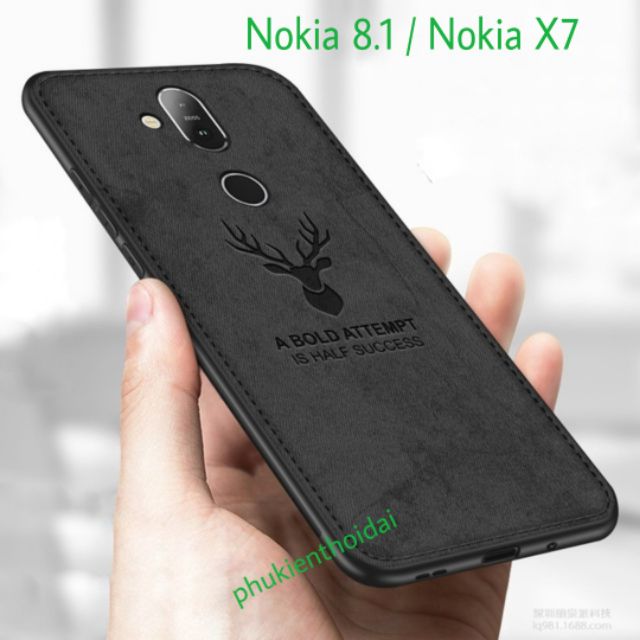 Ốp lưng Nokia 8.1 / Nokia X7 vải đầu hươu cao cấp