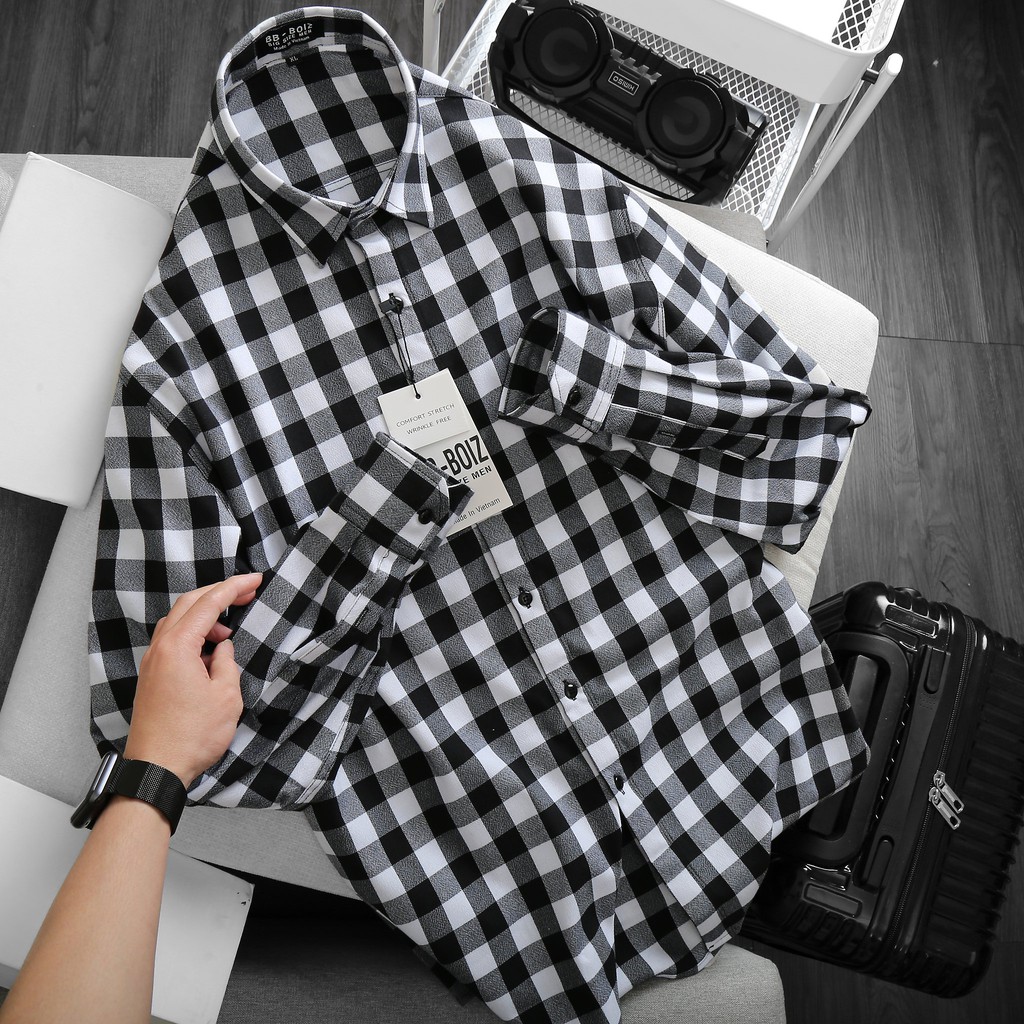 bigsize &lt; 130kg áo sơ mi nam sọc bigsize sọc caro