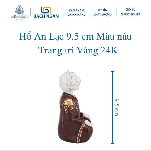 Tượng Hổ An Lạc Minh Long 9.5 cm Nhiều màu Trang trí Vàng 24K dùng trang trí nhà cửa, nội thất, tặng quà tết