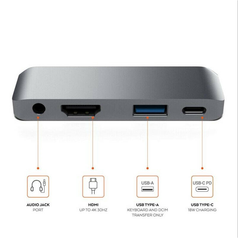 Bộ chuyển đổi Bộ chuyển đổi Type-C Hub USB-C sang HDMI 3.5mm Jack âm thanh USB PD cho iPad Pro