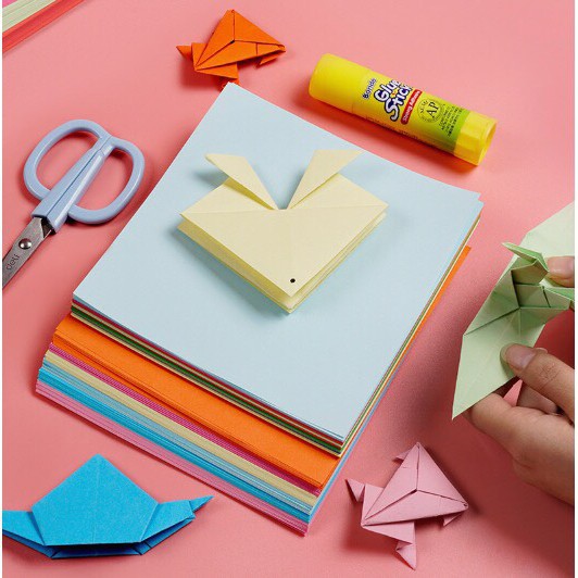 Giấy Origami nhiều màu; Khổ A4 - Tập 100 tờ; 10 màu hoặc 20 màu - Đọc kỹ mô tả sản phẩm