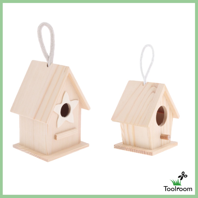 Tổ Chim Bằng Gỗ Tự Nhiên DIY Có Móc Treo Tiện Dụng