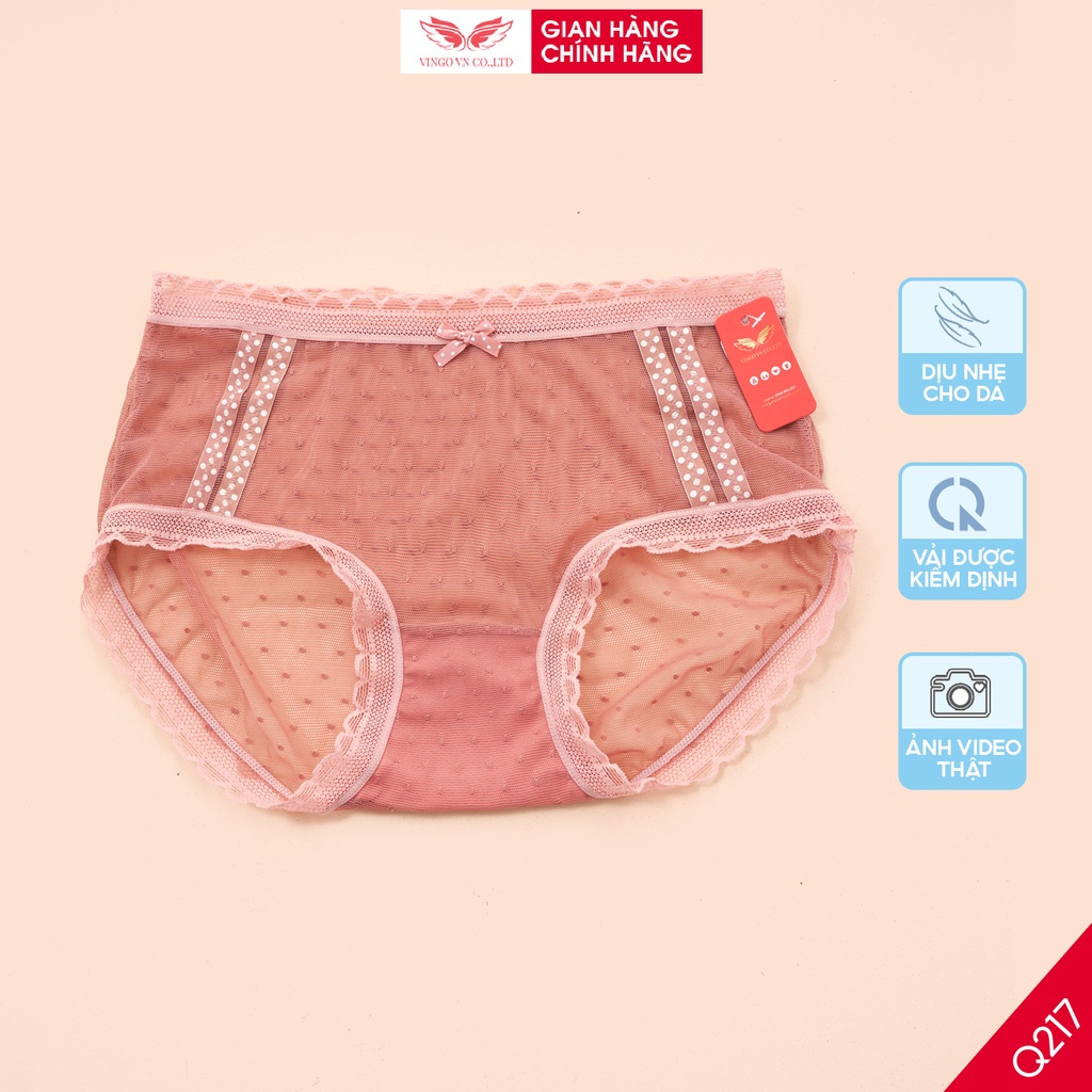 Quần Lót Nữ Ren Sheer Xuyên Thấu Quyến Rũ VINGO Cạp Vừa Đáy Lót Cotton Thấm Hút Kháng Khuẩn Q217 VNGO