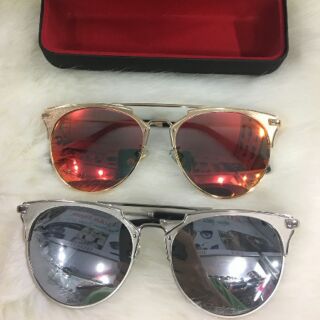 Mắt kinh tráng gương cam Tặng bao da + kính Versace màu ngẫu nhiên + nước lau kính
