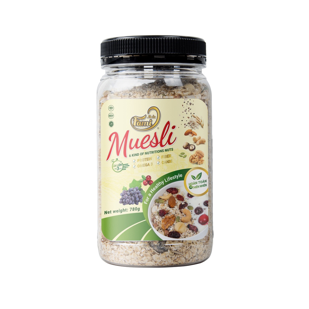 Hạt Dinh Dưỡng Ngũ Cốc Muesli FAMINUTS - Ngũ Cốc Yến Mạch Mix Hạt Dinh Dưỡng Hỗ Trợ Giảm Cân Hũ 780g