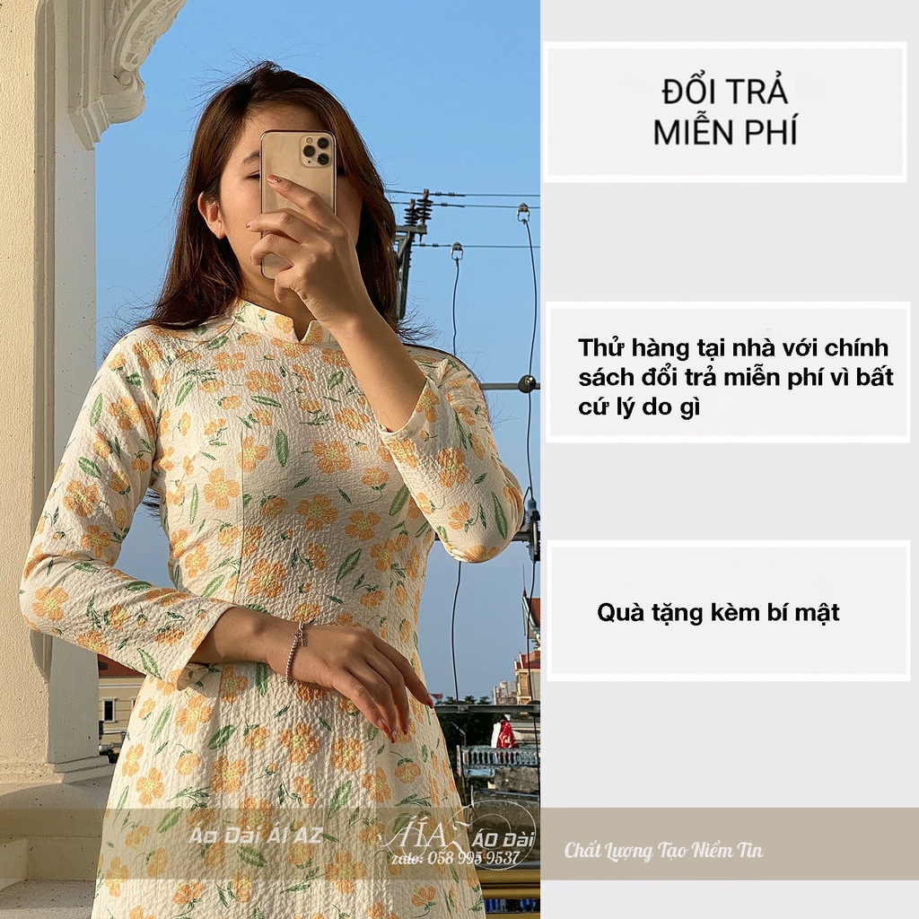 Áo Dài Hoa Nhí Cách Tân Nữ Đũi Xốp AD24