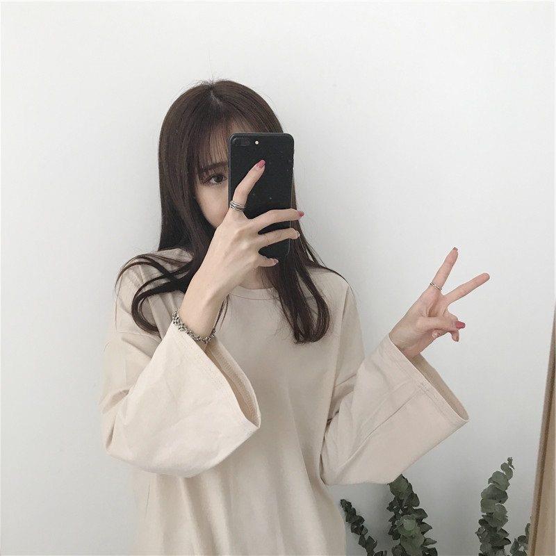 Áo Thun Nữ Dài Tay Màu Trơn Thời Trang Hàn Quốc