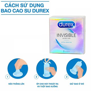 [CHE TÊN] Bao cao su Durex Invisible Extra Thin Extra Sensitive 3 bao