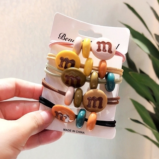 Sáng tạo M Snack Nut Dây buộc tóc đuôi ngựa Dây cao su Đơn giản Vòng tóc màu đỏ Vòng đeo đầu Dây da Bao da Phụ nữ Phụ kiện tóc