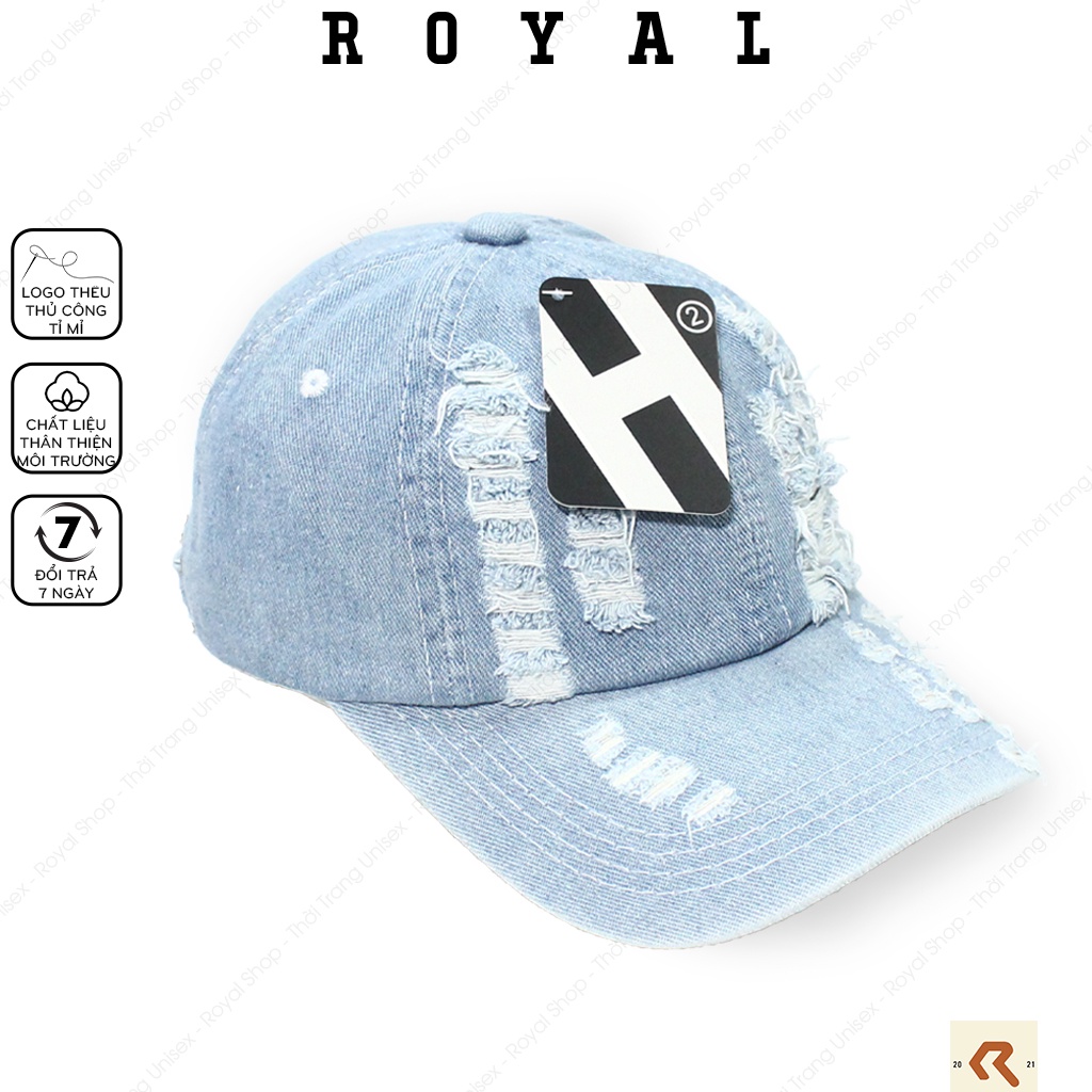 Mũ Lưỡi Trai Nón Lưỡi Trai Nam Nữ Jeans Đen Xanh Rách Vải Denim Nón Kết - Royal Caps