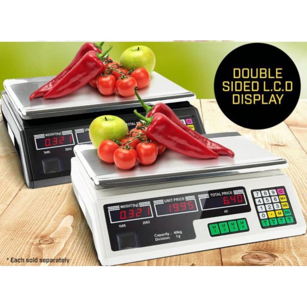 Cân điện tử tính tiền 2 mặt loại 40Kg công nghệ HànQuốc,Dễ dàng sử dụng,tính tiền chính xác.TẠI SALA