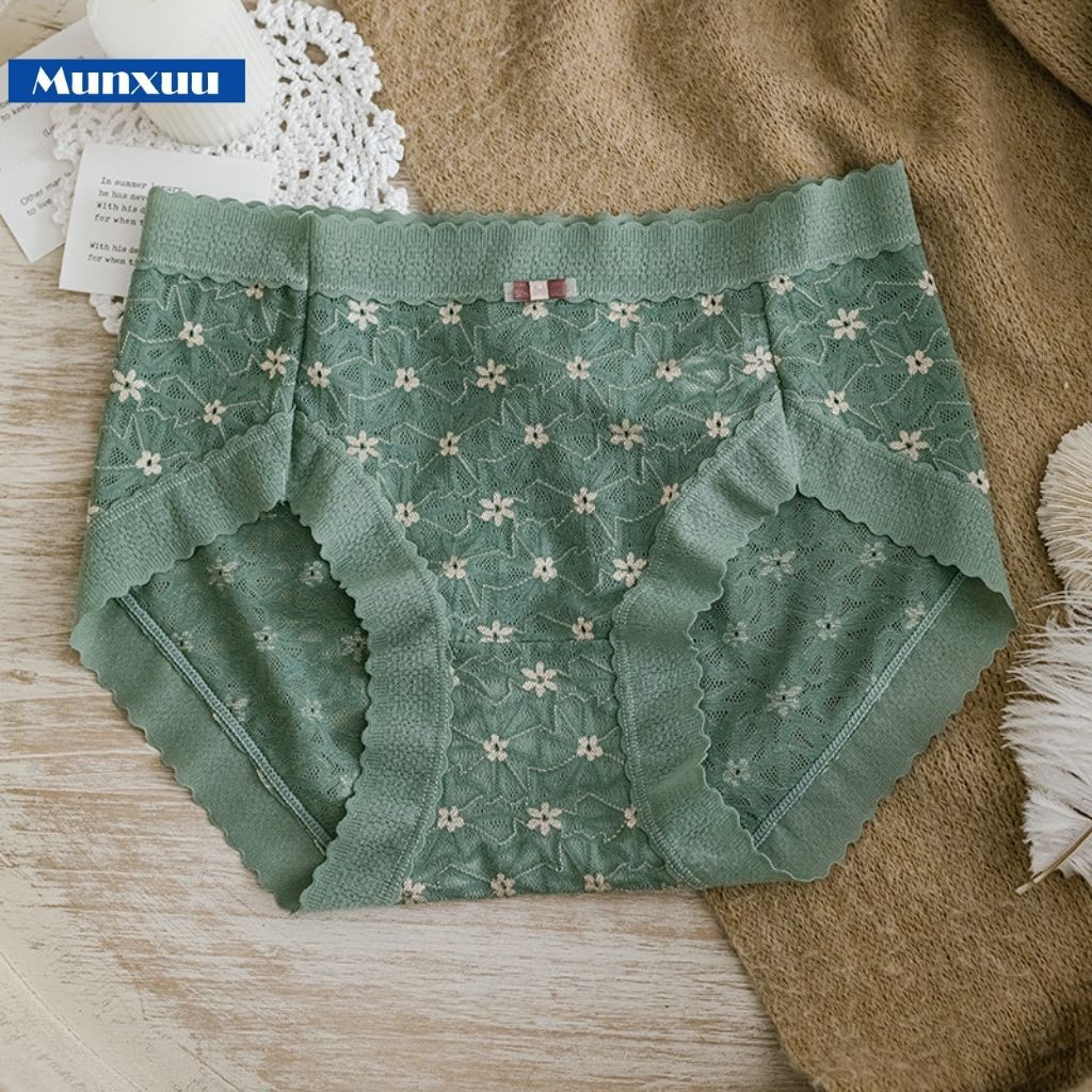 Quần lót nữ ren hoa gấm cạp cao sexy, ren xuyên thấu tôn dáng nâng mông nhẹ nhàng - MUNXUU QC60