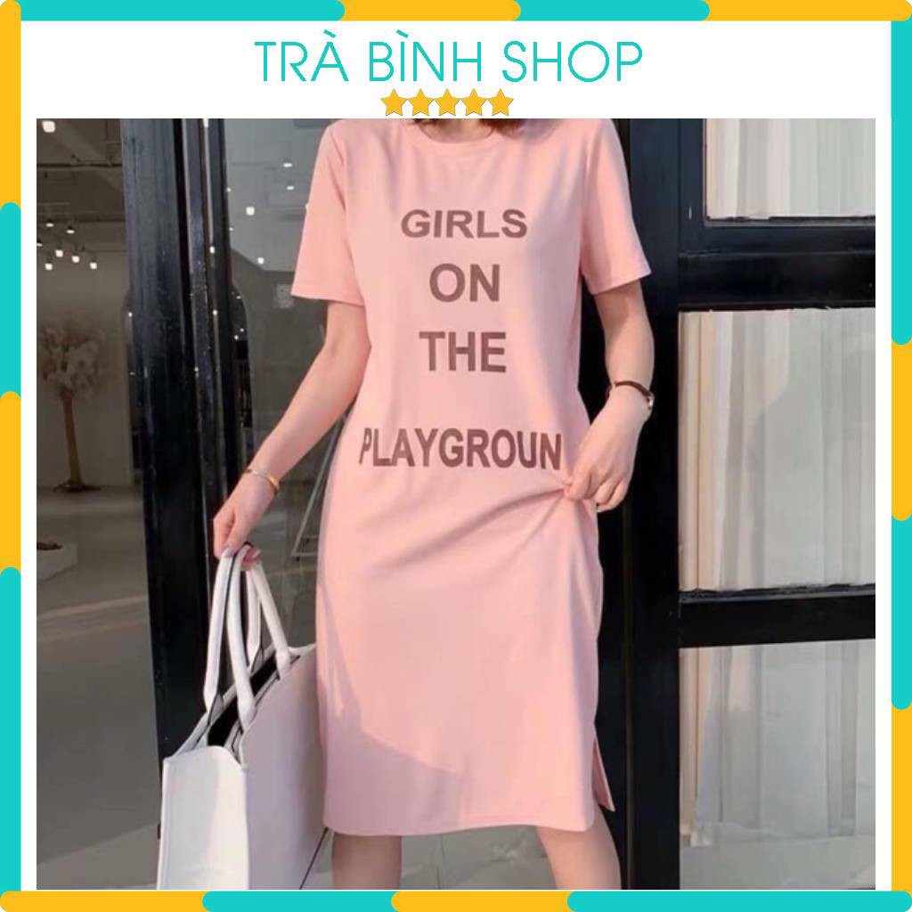 Đầm Dáng Dài , Váy Suông Dài Nữ Họa Tiết In Chữ Girl Chất Thun Cotton Hàng VNXK | BigBuy360 - bigbuy360.vn