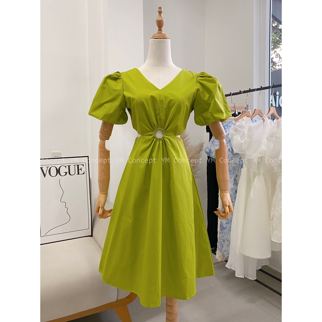 Đầm Tay Phồng Khoét Eo - D0564