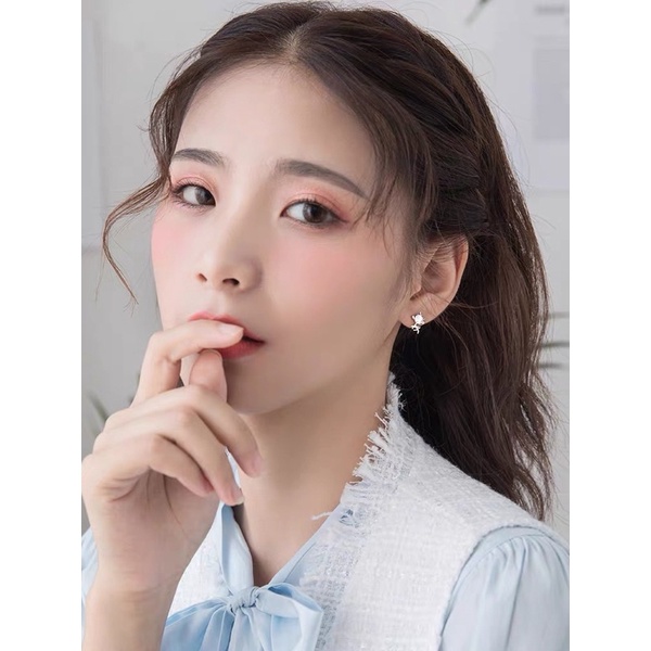 Bông tai bạc nữ hình con tuần lộc DaLiA Jewelry khuyên tai bạc cá tính cho nàng chuẩn bạc 925